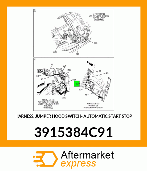 HARNESS, JUMPER HOOD SWITCH- AUTOMATIC START STOP 3915384C91