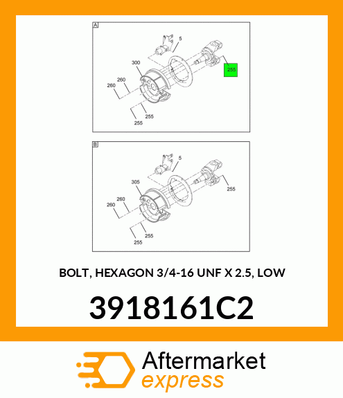 BOLT, HEXAGON 3/4-16 UNF X 2.5, LOW 3918161C2