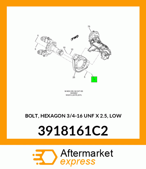 BOLT, HEXAGON 3/4-16 UNF X 2.5, LOW 3918161C2