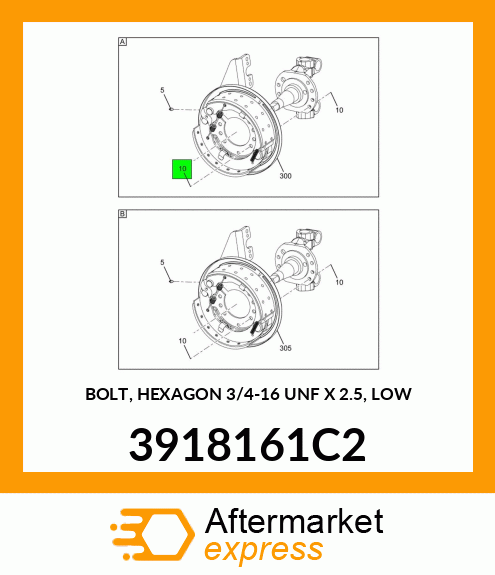 BOLT, HEXAGON 3/4-16 UNF X 2.5, LOW 3918161C2