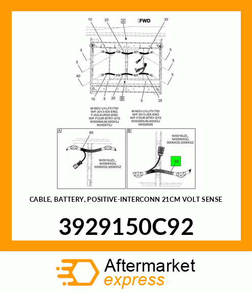 CABLE, BATTERY, POSITIVE-INTERCONN 21CM VOLT SENSE 3929150C92