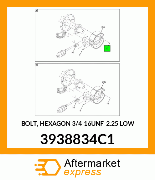 BOLT, HEXAGON 3/4-16UNF-2.25 LOW 3938834C1