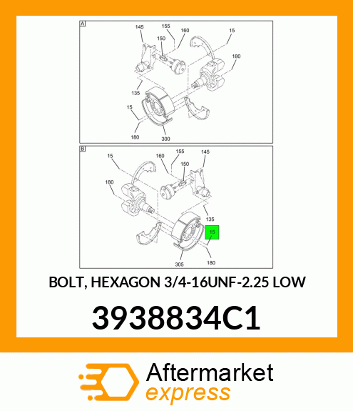 BOLT, HEXAGON 3/4-16UNF-2.25 LOW 3938834C1