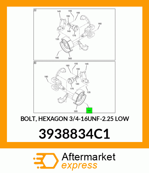 BOLT, HEXAGON 3/4-16UNF-2.25 LOW 3938834C1