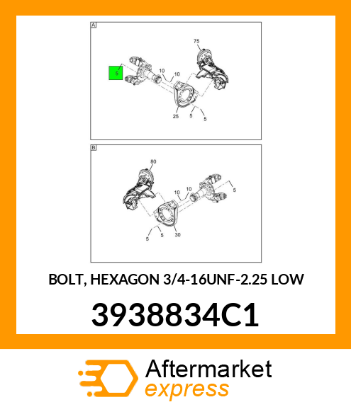 BOLT, HEXAGON 3/4-16UNF-2.25 LOW 3938834C1