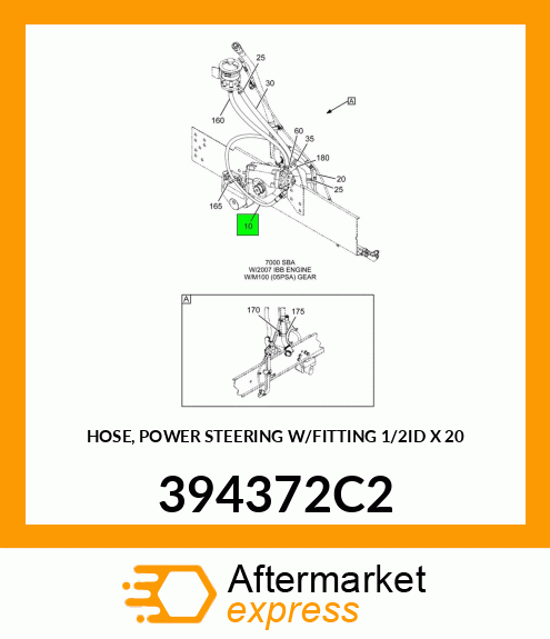 HOSE, POWER STEERING W/FITTING 1/2"ID X 20" 394372C2