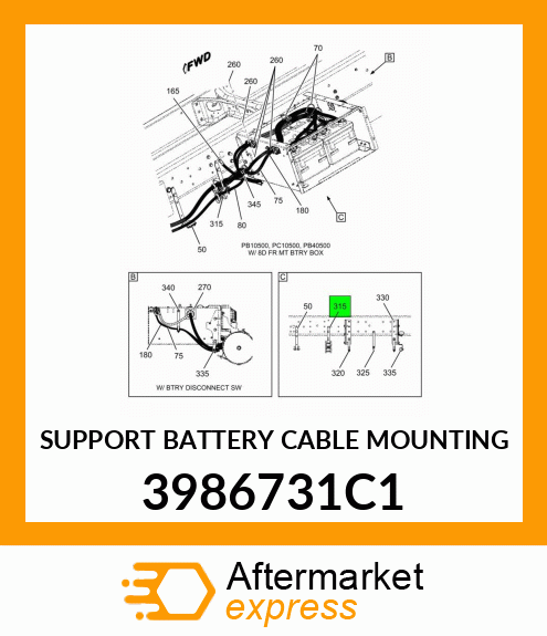 SUPPORT BATTERY CABLE MOUNTING 3986731C1