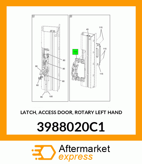 LATCH, ACCESS DOOR, ROTARY LEFT HAND 3988020C1