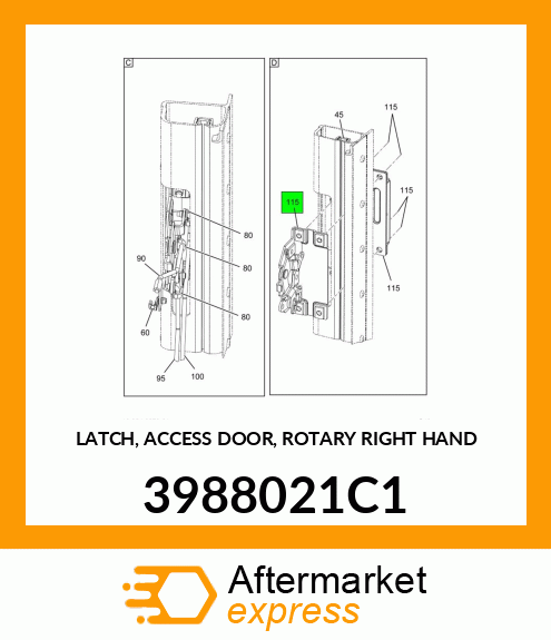 LATCH, ACCESS DOOR, ROTARY RIGHT HAND 3988021C1