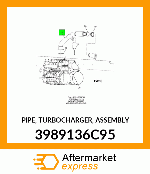 PIPE, TURBOCHARGER, ASSEMBLY 3989136C95