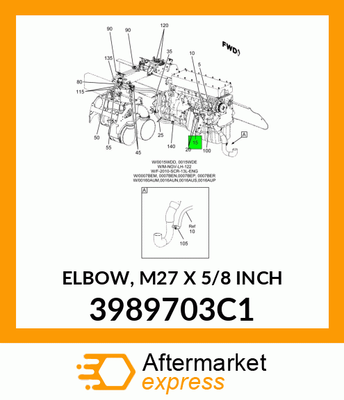 ELBOW, M27 X 5/8 INCH 3989703C1