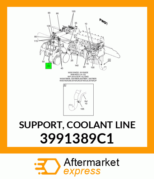 SUPPORT, COOLANT LINE 3991389C1