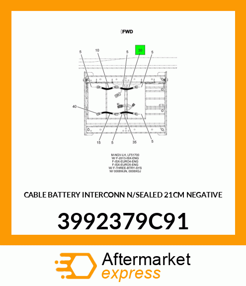 CABLE BATTERY INTERCONN N/SEALED 21CM NEGATIVE 3992379C91