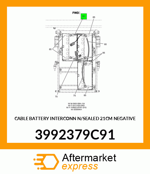 CABLE BATTERY INTERCONN N/SEALED 21CM NEGATIVE 3992379C91