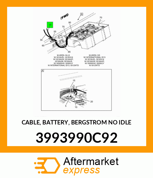 CABLE, BATTERY, BERGSTROM NO IDLE 3993990C92