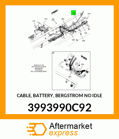 CABLE, BATTERY, BERGSTROM NO IDLE 3993990C92