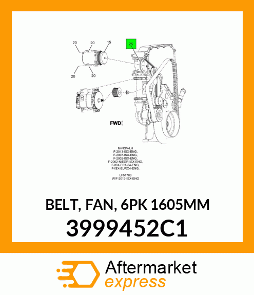 BELT, FAN, 6PK 1605MM 3999452C1