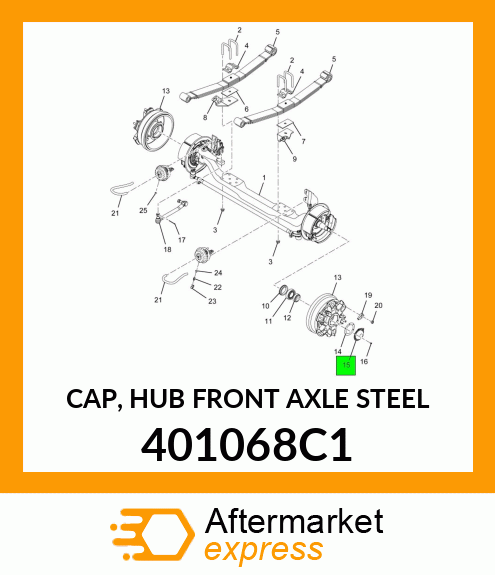 CAP, HUB FRONT AXLE STEEL 401068C1