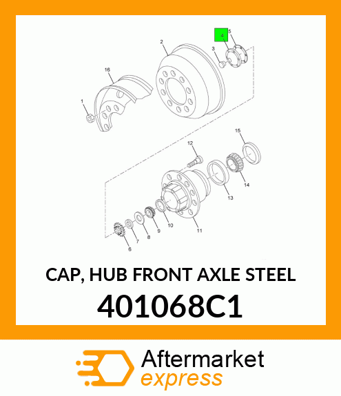 CAP, HUB FRONT AXLE STEEL 401068C1