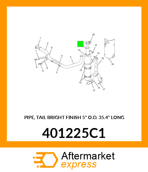 PIPE, TAIL BRIGHT FINISH 5" O.D. 35.4" LONG 401225C1