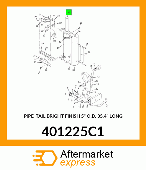 PIPE, TAIL BRIGHT FINISH 5" O.D. 35.4" LONG 401225C1