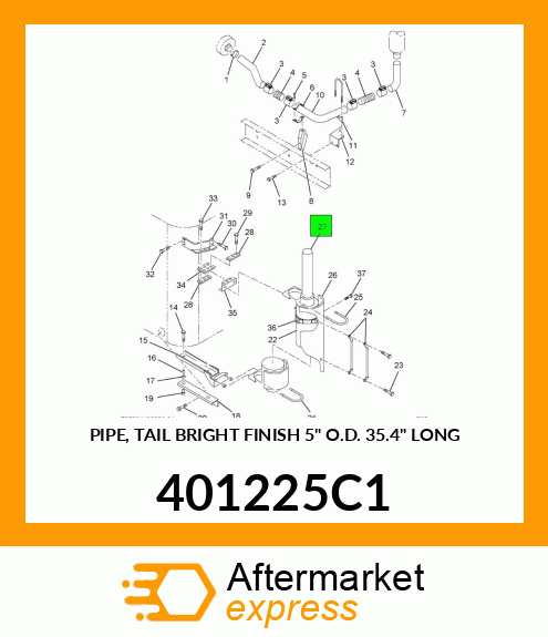 PIPE, TAIL BRIGHT FINISH 5" O.D. 35.4" LONG 401225C1