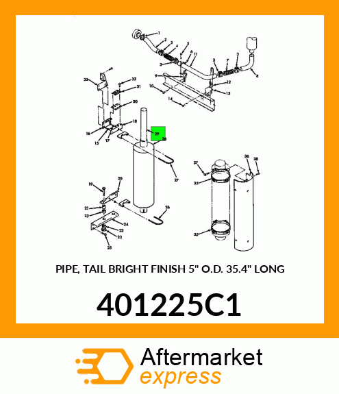 PIPE, TAIL BRIGHT FINISH 5" O.D. 35.4" LONG 401225C1