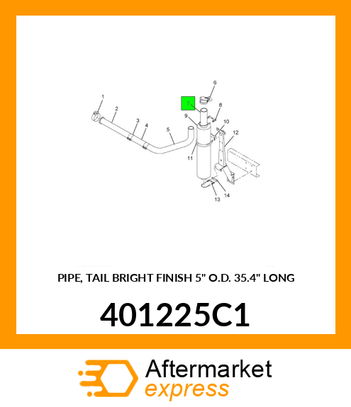 PIPE, TAIL BRIGHT FINISH 5" O.D. 35.4" LONG 401225C1