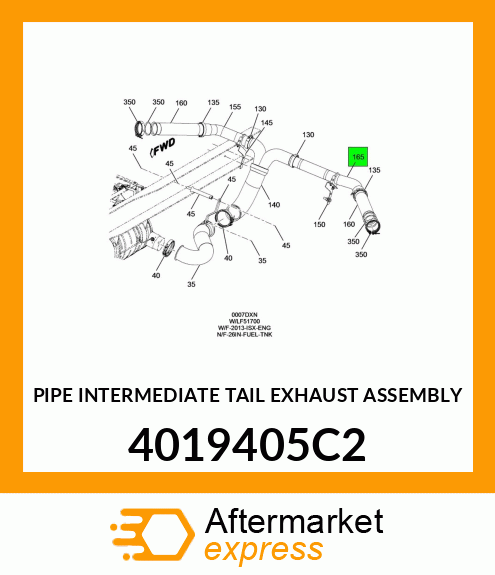 PIPE INTERMEDIATE TAIL EXHAUST ASSEMBLY 4019405C2