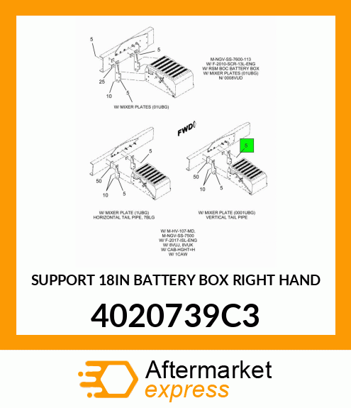 SUPPORT 18IN BATTERY BOX RIGHT HAND 4020739C3