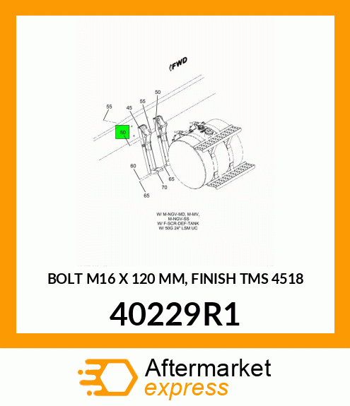 BOLT M16 X 120 MM, FINISH TMS 4518 40229R1