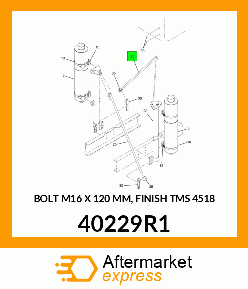 BOLT M16 X 120 MM, FINISH TMS 4518 40229R1