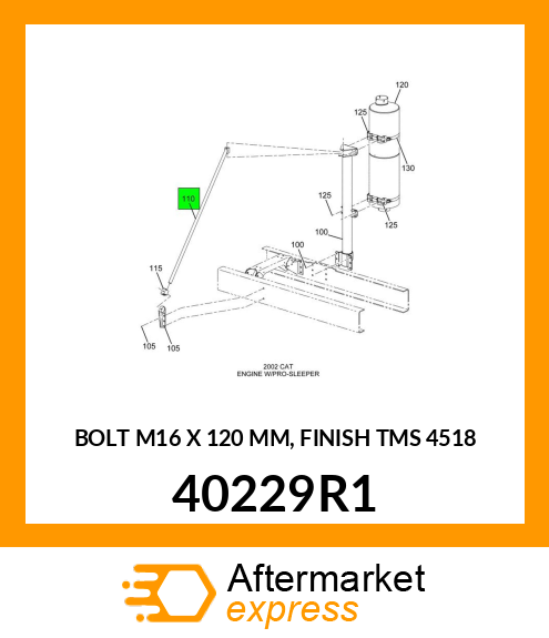 BOLT M16 X 120 MM, FINISH TMS 4518 40229R1