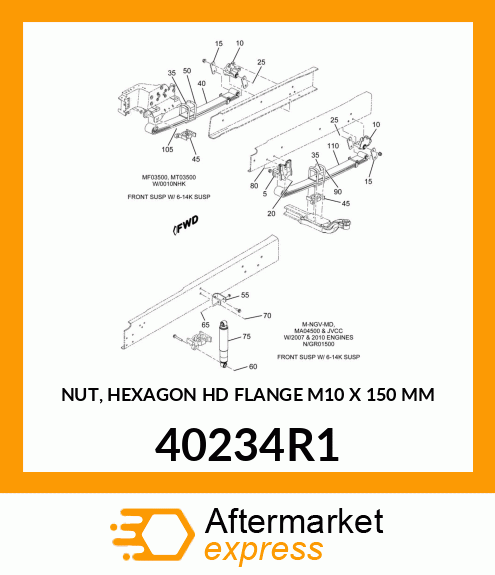 NUT, HEXAGON HD FLANGE M10 X 150 MM 40234R1