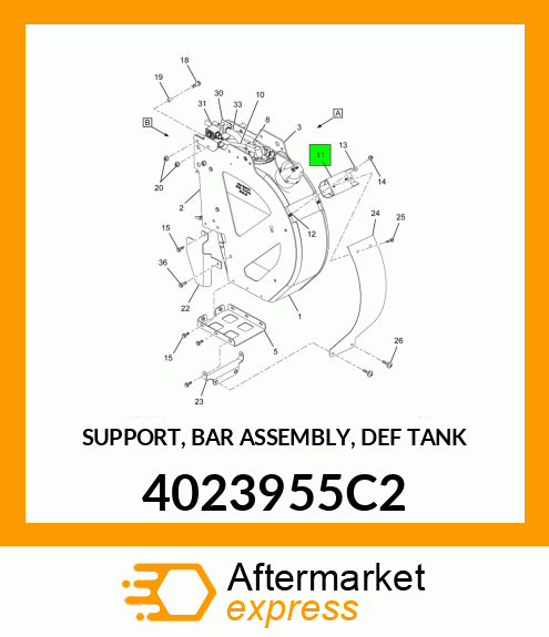 SUPPORT, BAR ASSEMBLY, DEF TANK 4023955C2