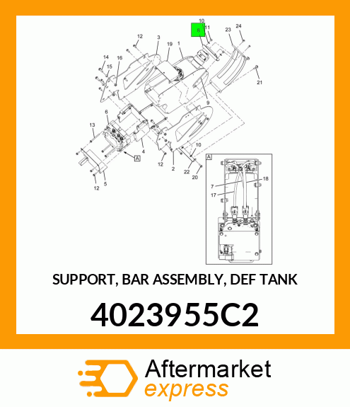 SUPPORT, BAR ASSEMBLY, DEF TANK 4023955C2