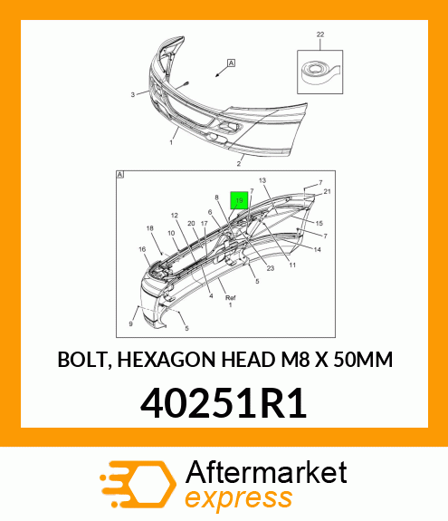BOLT, HEXAGON HEAD M8 X 50MM 40251R1