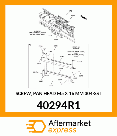 SCREW, PAN HEAD M5 X 16 MM 304-SST 40294R1