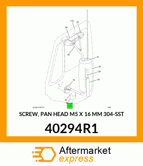 SCREW, PAN HEAD M5 X 16 MM 304-SST 40294R1