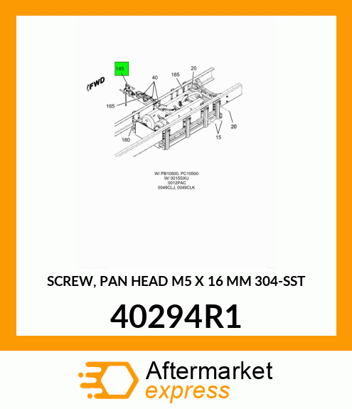 SCREW, PAN HEAD M5 X 16 MM 304-SST 40294R1