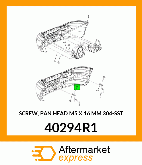 SCREW, PAN HEAD M5 X 16 MM 304-SST 40294R1