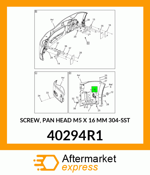 SCREW, PAN HEAD M5 X 16 MM 304-SST 40294R1