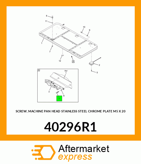 SCREW, MACHINE PAN HEAD STAINLESS STEEL CHROME PLATE M5 X 20 40296R1
