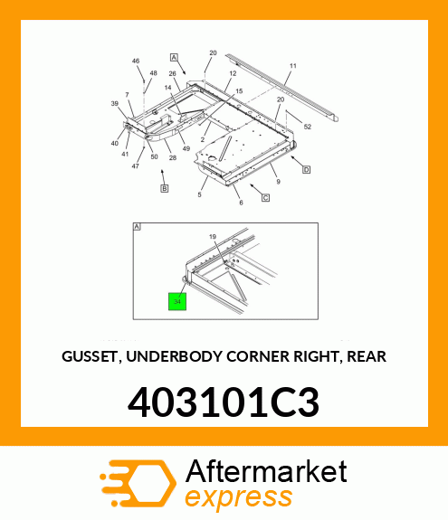 GUSSET, UNDERBODY CORNER RIGHT, REAR 403101C3