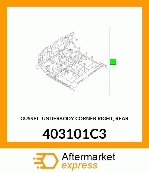 GUSSET, UNDERBODY CORNER RIGHT, REAR 403101C3