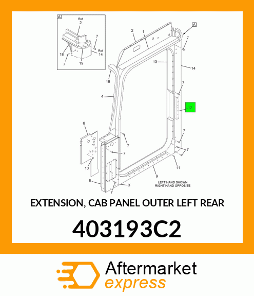 EXTENSION, CAB PANEL OUTER LEFT REAR 403193C2