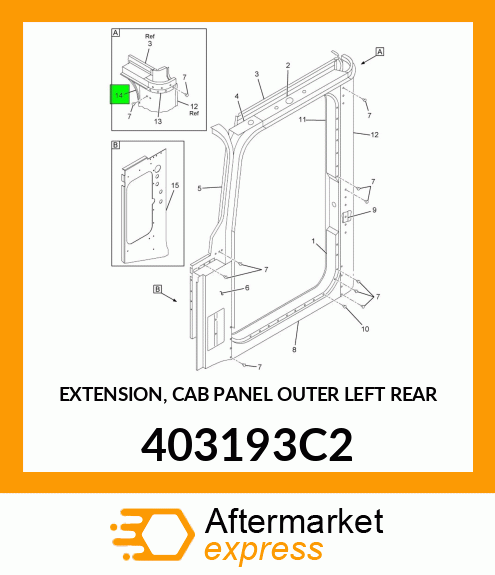 EXTENSION, CAB PANEL OUTER LEFT REAR 403193C2