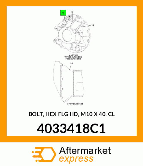 BOLT, HEX FLG HD, M10 X 40, CL 4033418C1