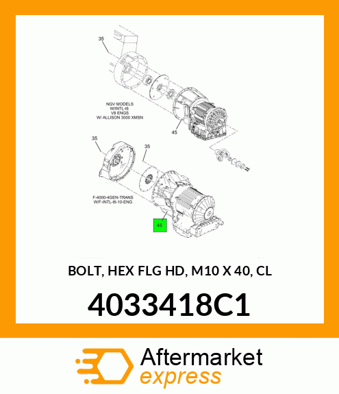 BOLT, HEX FLG HD, M10 X 40, CL 4033418C1