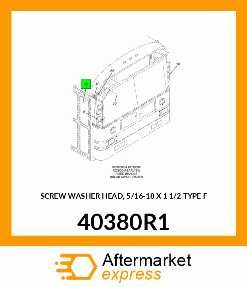 SCREW WASHER HEAD, 5/16-18 X 1 1/2 TYPE F 40380R1